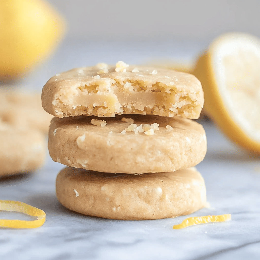 Soft 4 Ingredient No Bake Lemon Cookies with bite taken