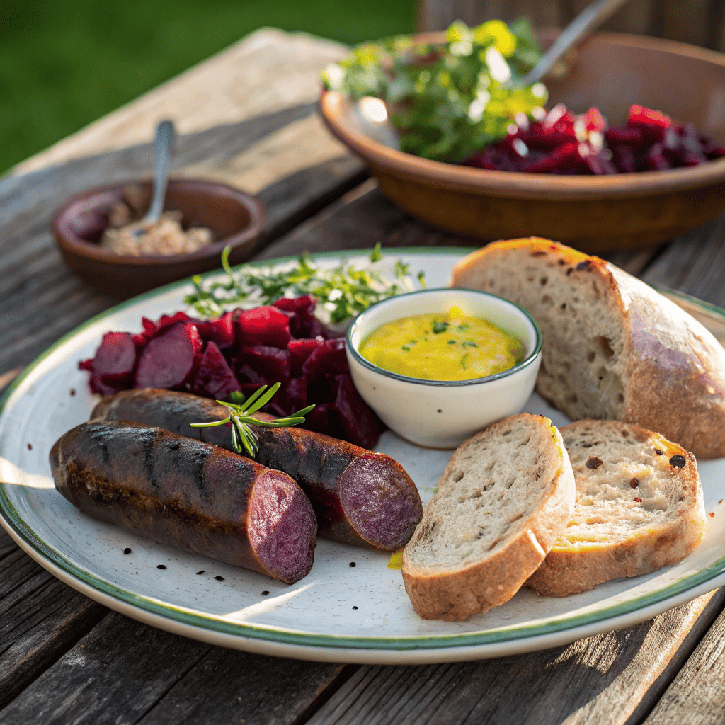 Blood tongue sausage homestead serving