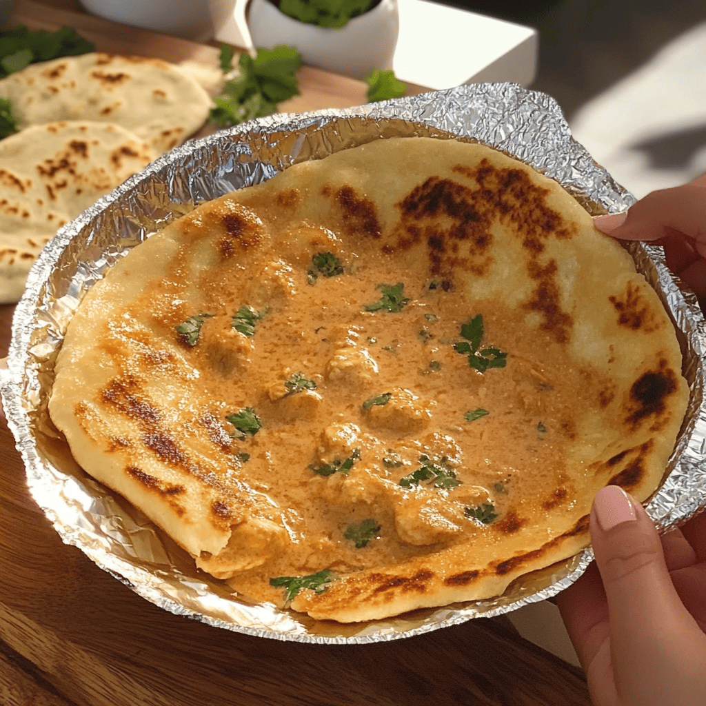 Healthy Butter Chicken & High Protein Naan served in a farmhouse kitchen