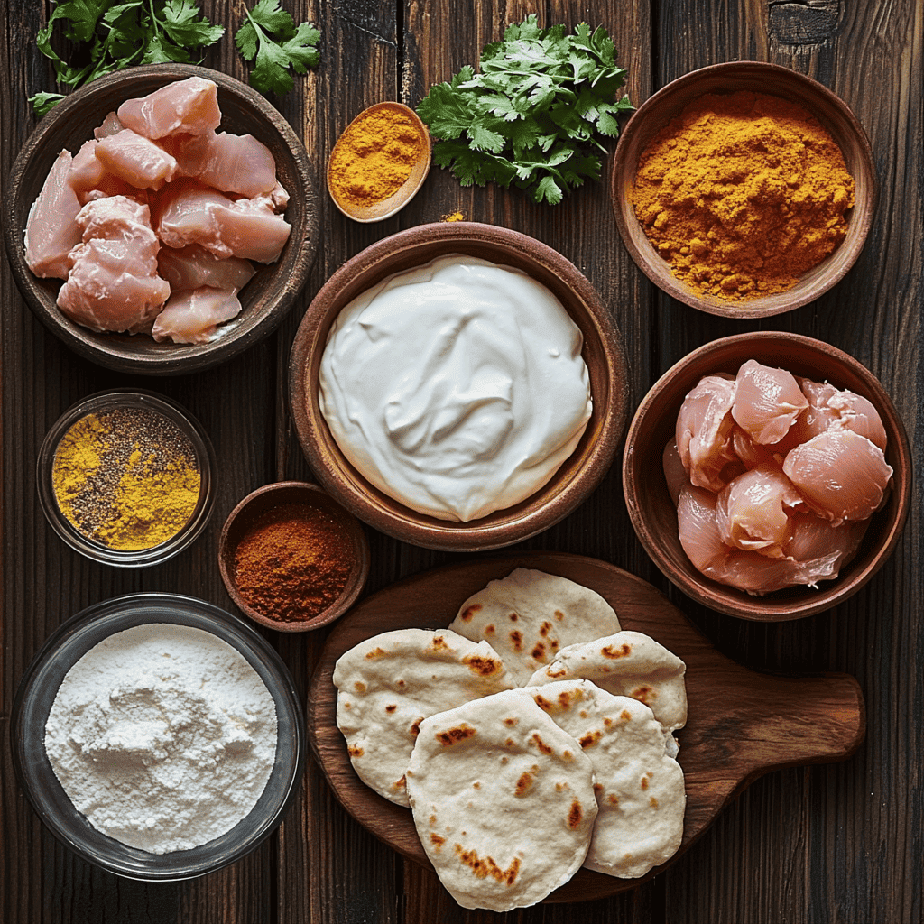 Ingredients for Healthy Butter Chicken and High Protein Naan