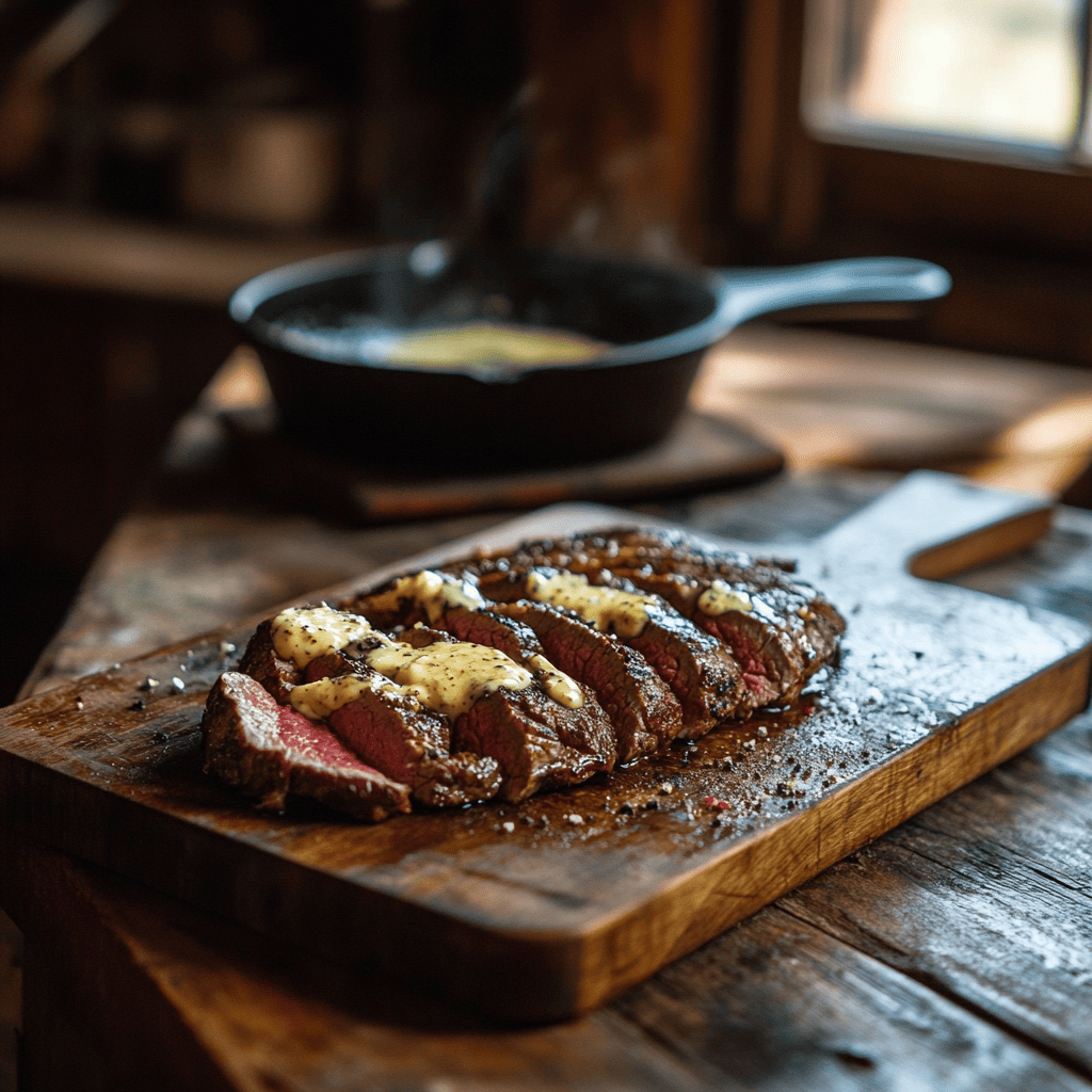 venison cowboy butter melting on grilled steak