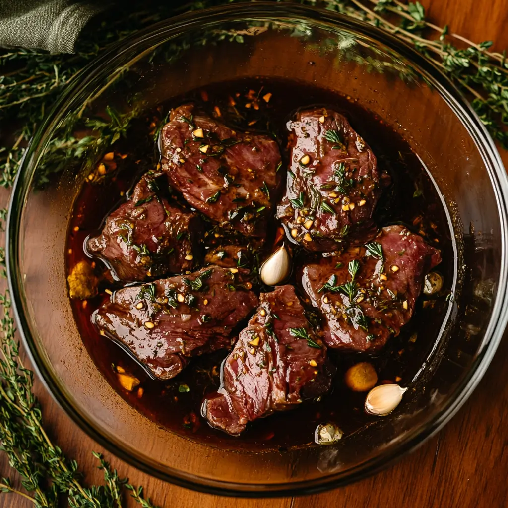 Venison Backstrap Marinade: Tender, Flavorful, and Foolproof Guide 5 venison backstrap marinating in glass dish