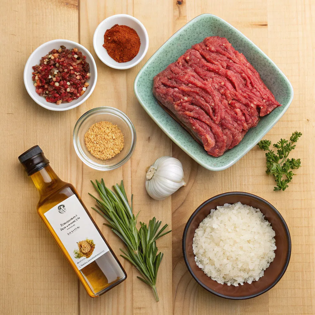 Ingredients for ground beef hot honey bowl