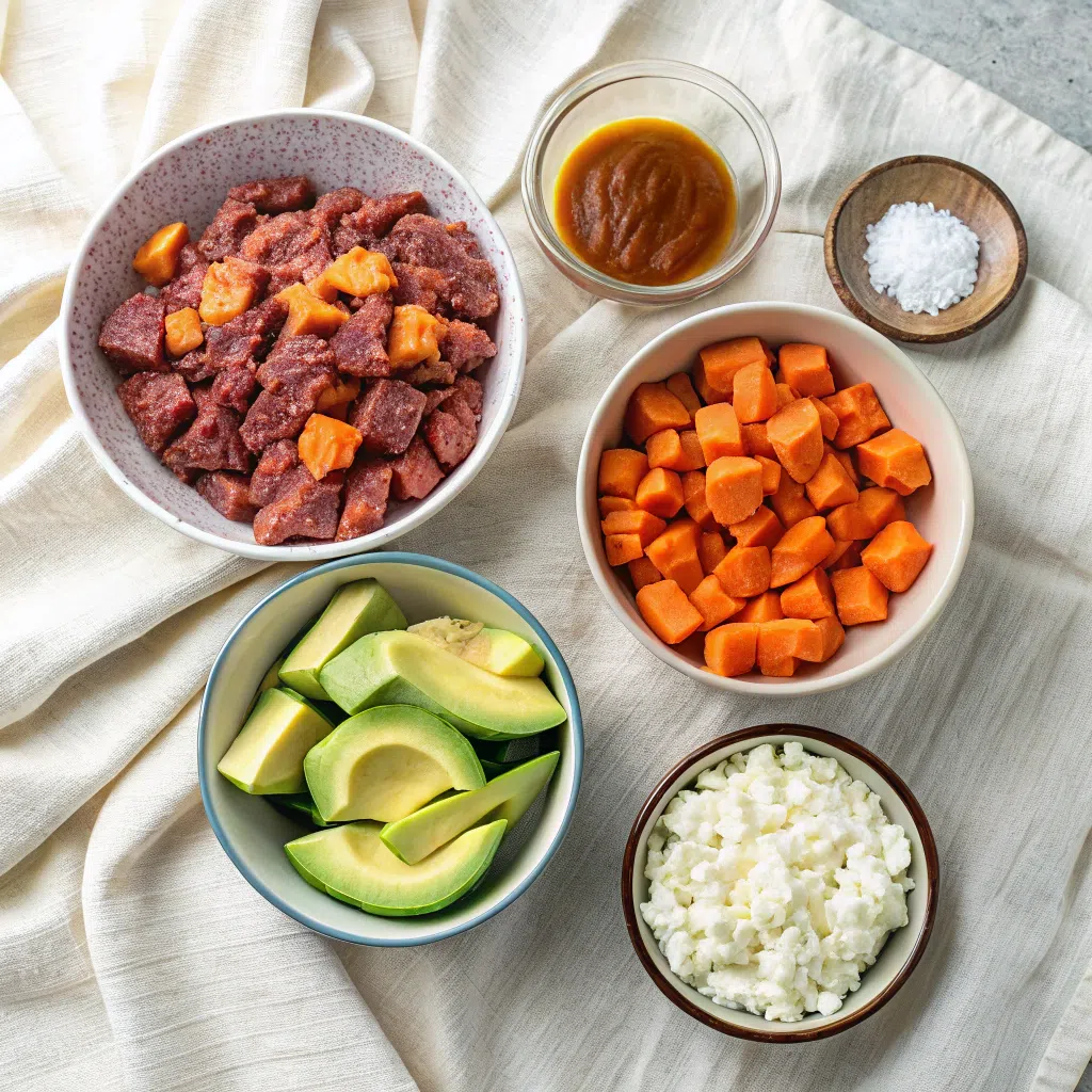 ingredients for hot honey beef bowl
