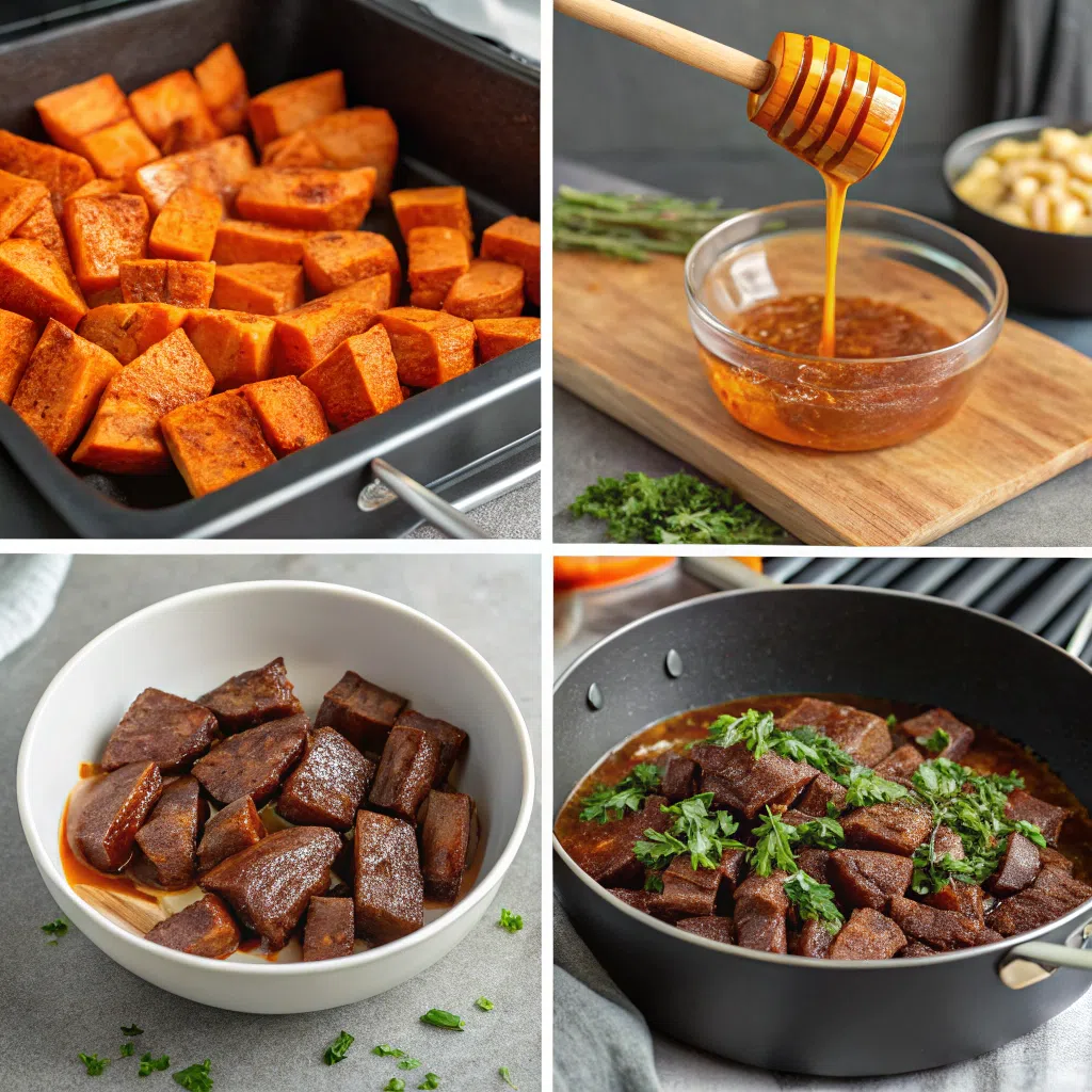 Hot honey ground beef bowl ready to eat