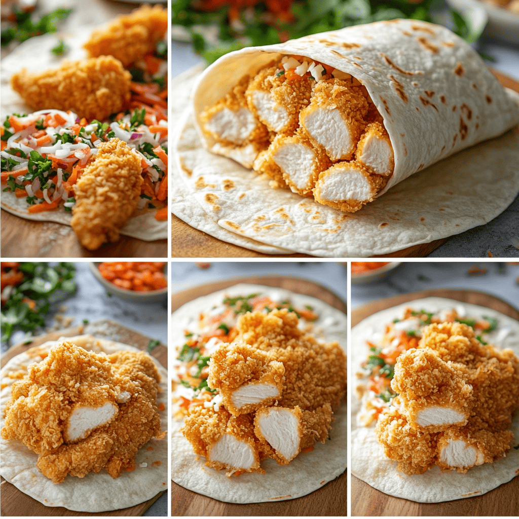 Making a Popeyes Chicken Wrap Step by Step