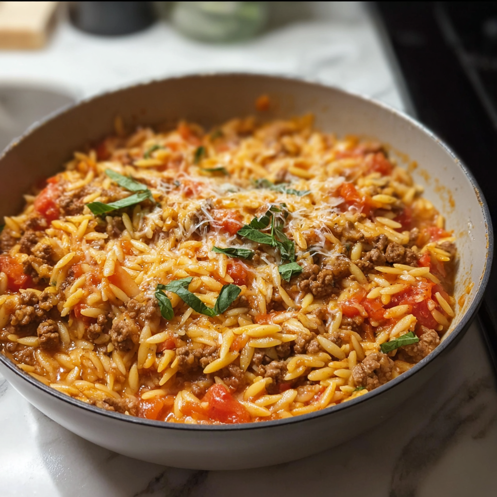 Ground Beef Orzo with Tomato: A Savory One-Pan Comfort Dish