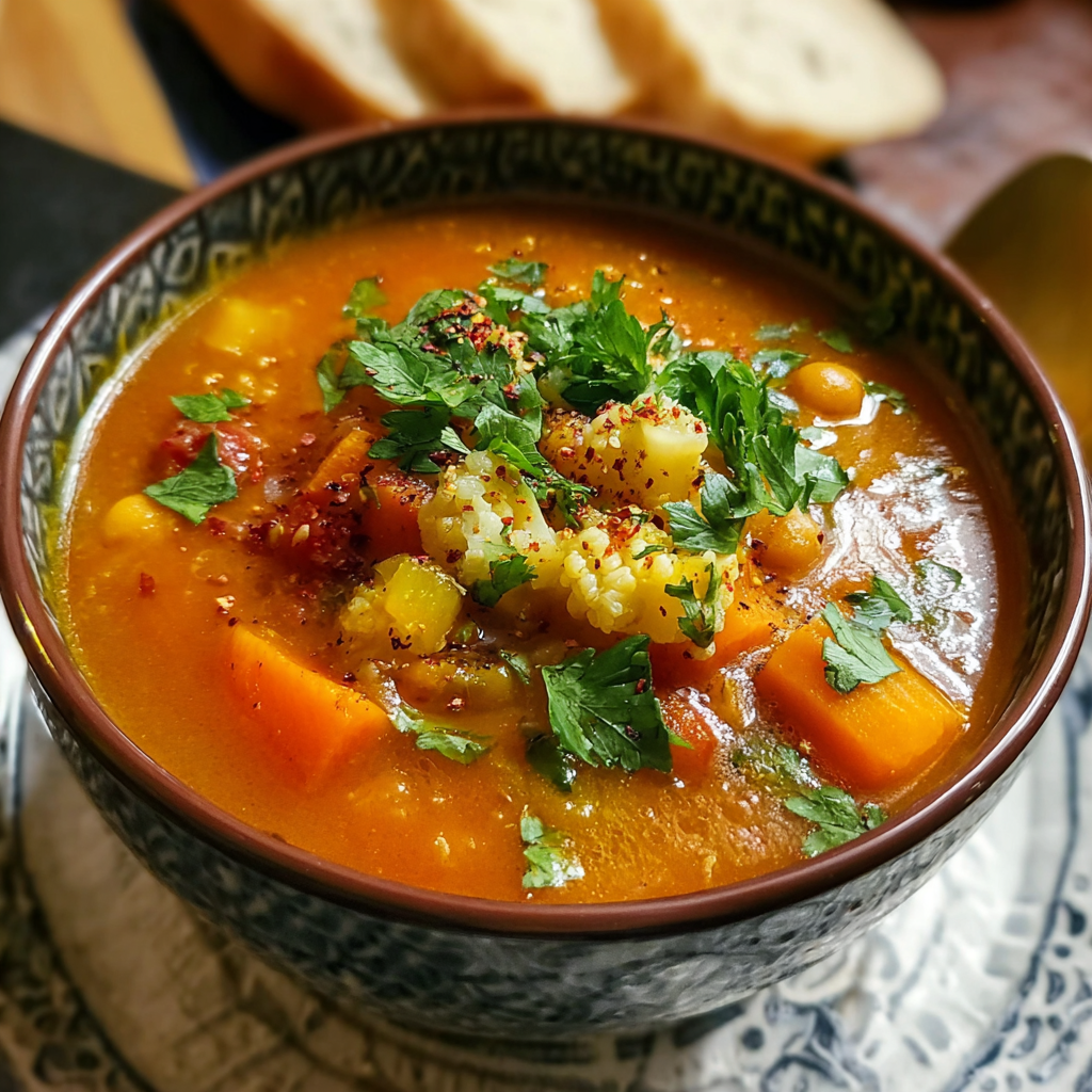 Moroccan-Spiced Vegetable Soup with Stuffed Dates