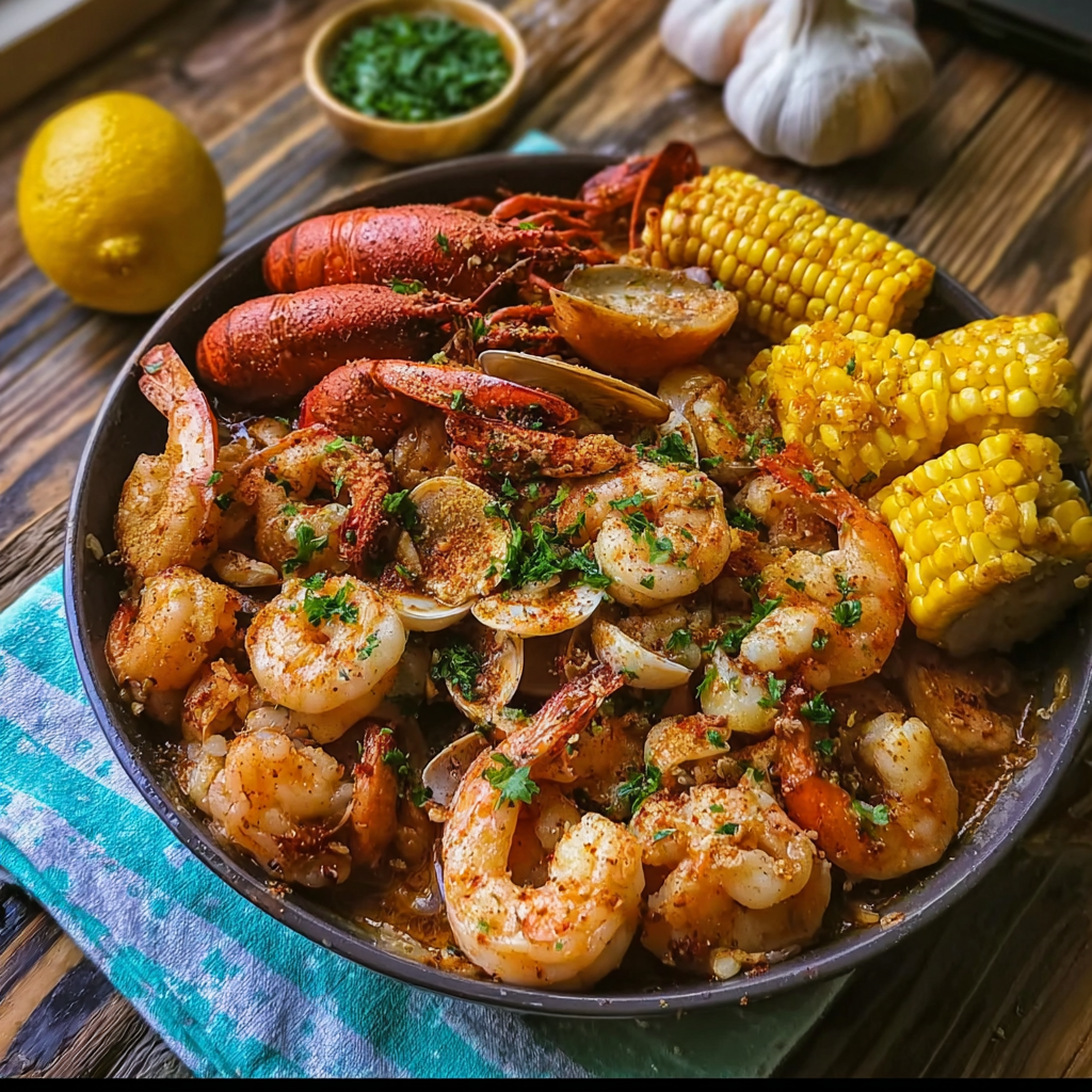 Cajun Garlic Seafood Boil