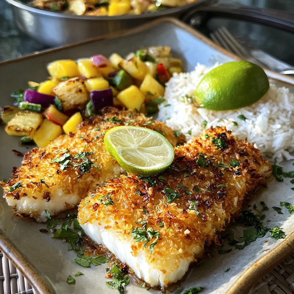 Tropical Coconut Crusted Fish - Quick Tropical Fish Recipe