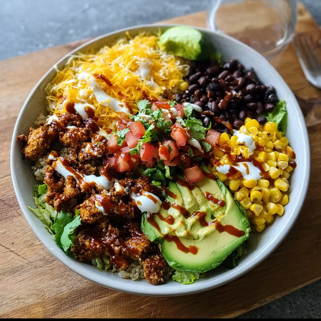 High Protein Taco Bowl with Ground Beef and Greek Yogurt