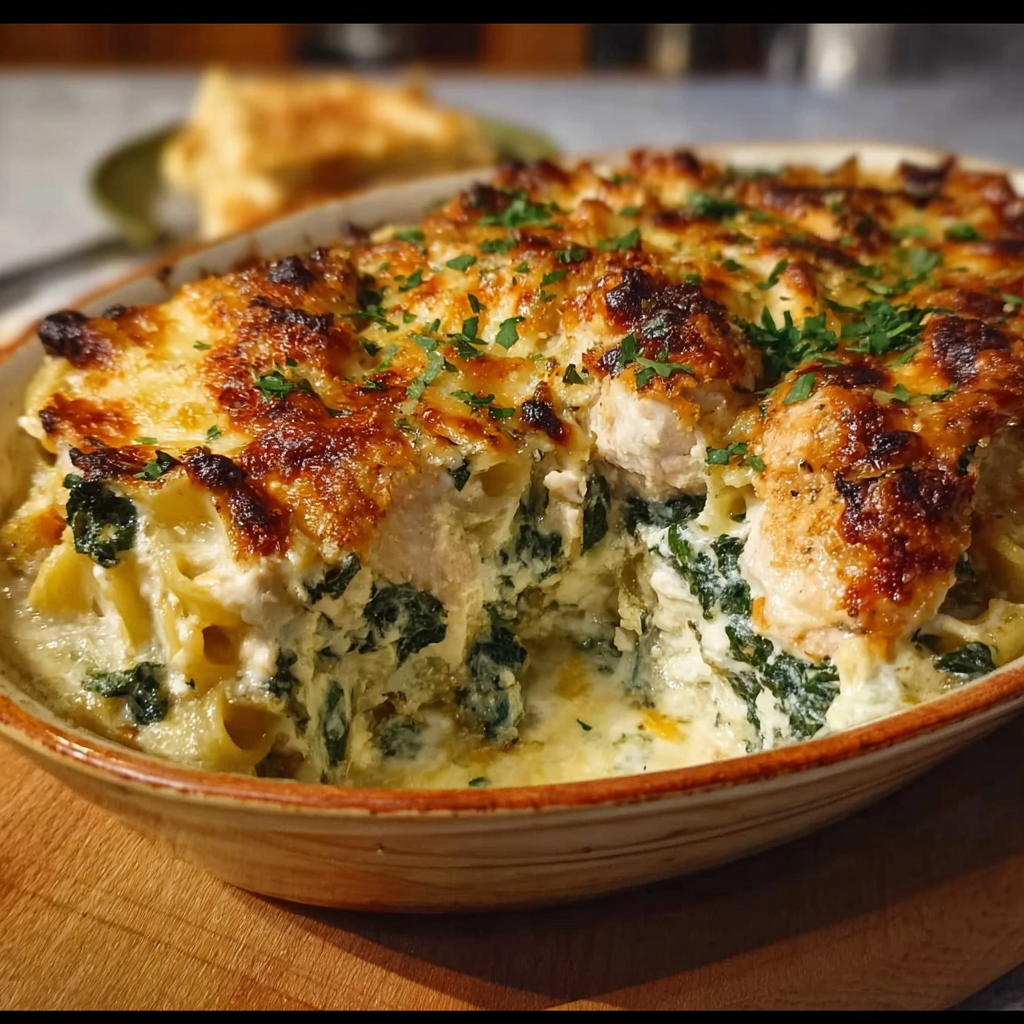 Chicken and Spinach Casserole with Cream Cheese: A Comforting One-Pan Feast