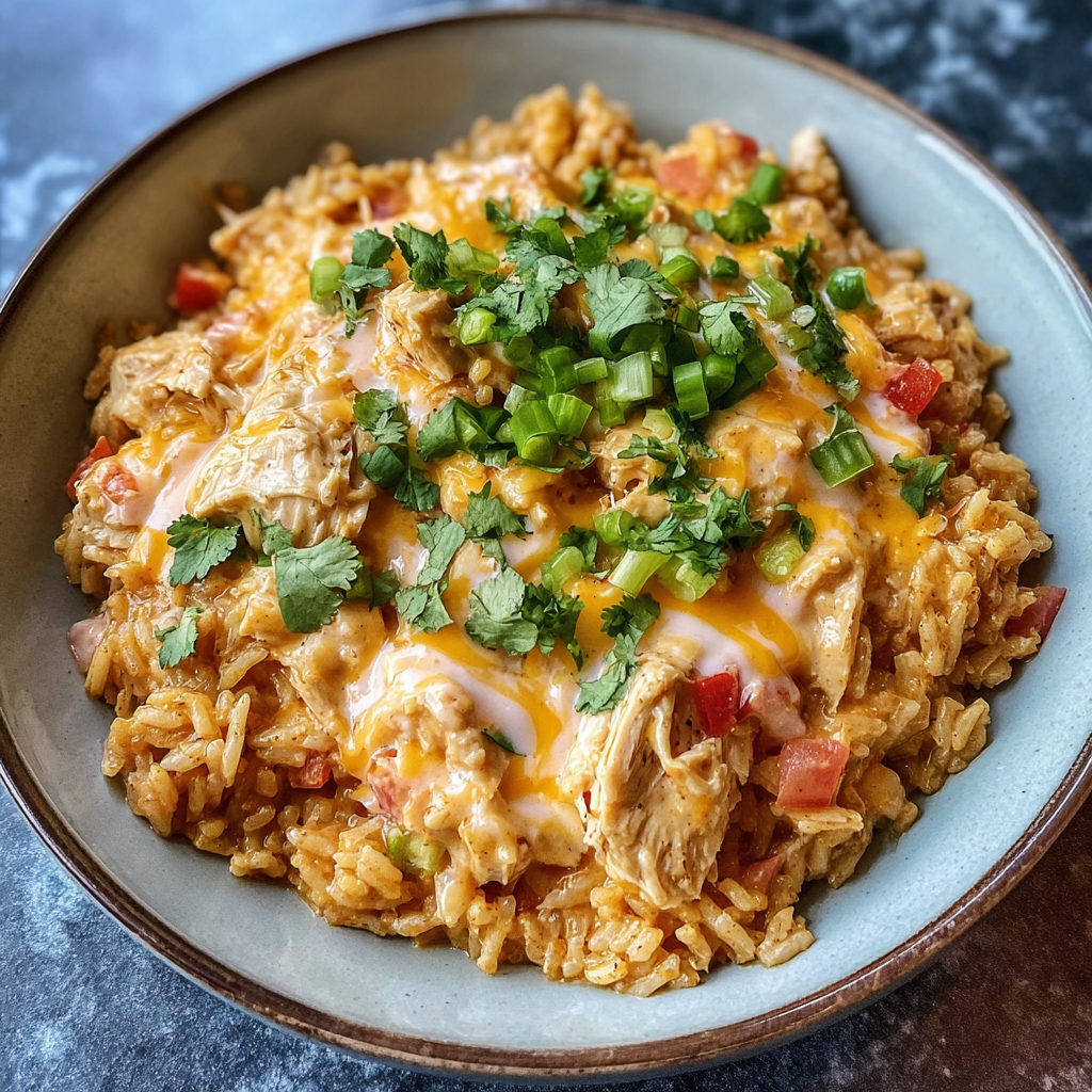 Mexican Chicken and Rice with Queso