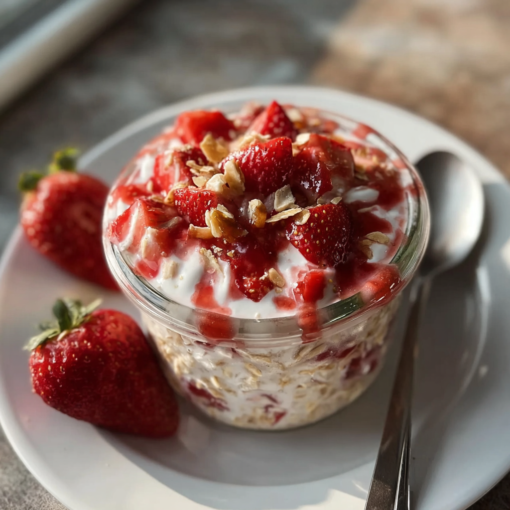 Strawberry Rhubarb Overnight Oats for Busy Mornings