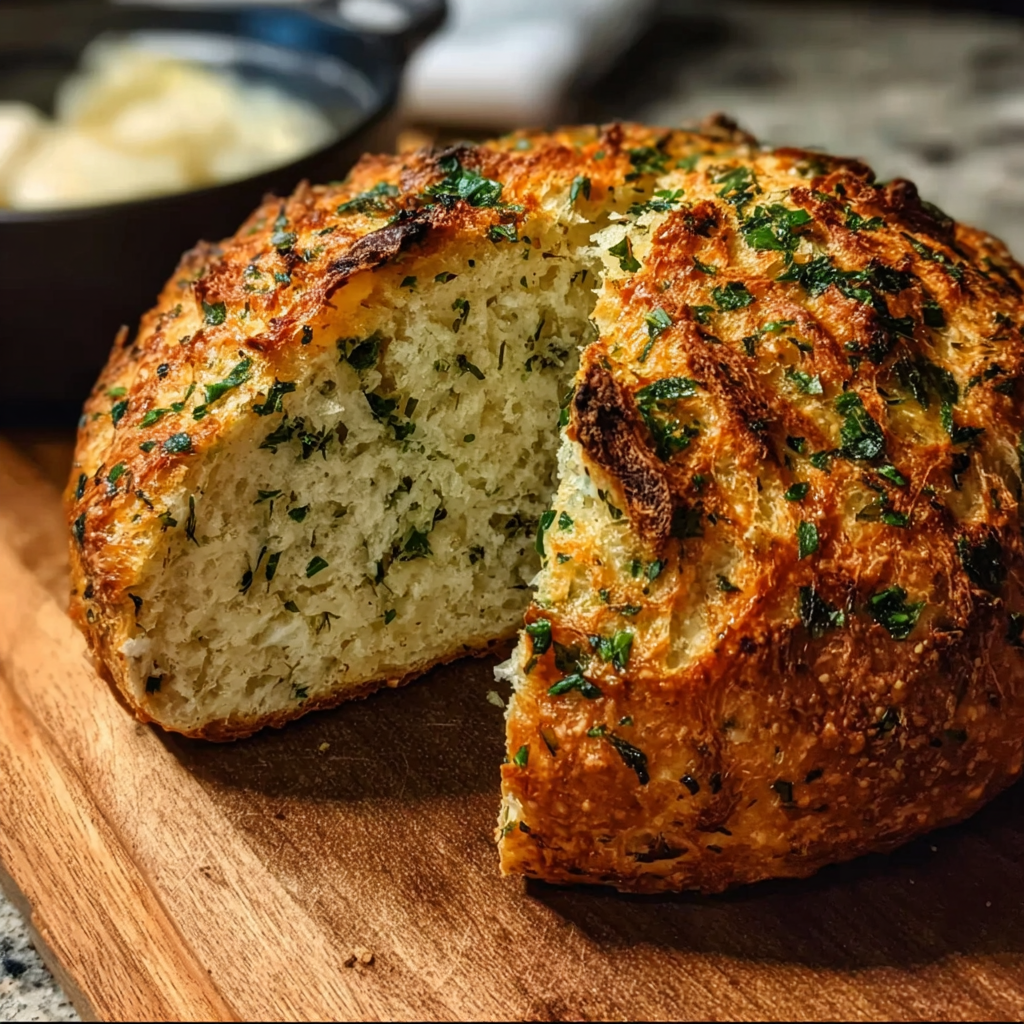 Garlic Herb Dutch Oven Bread