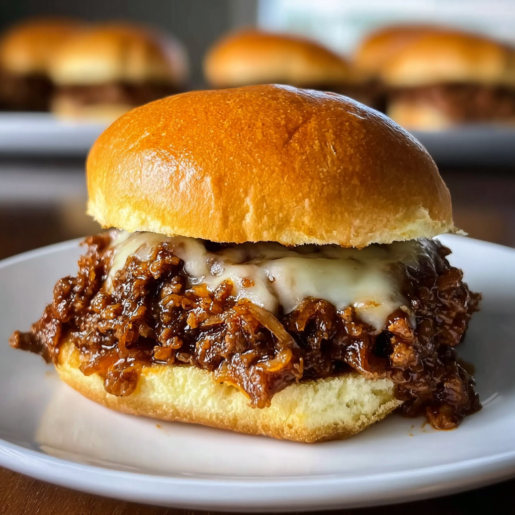 French Onion Beef Sloppy Joes Recipe with Gruyère