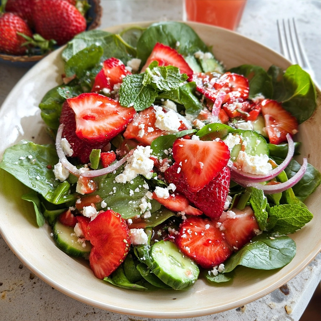 Strawberry Feta Salad with Fresh Herbs and Balsamic Dressing