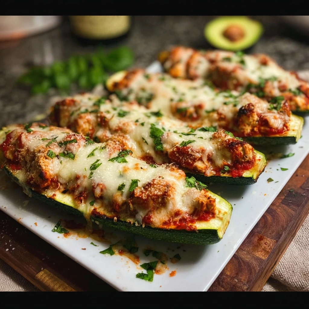 Keto Chicken Parmesan Zucchini Boats 4-Medium Zucchini Recipe