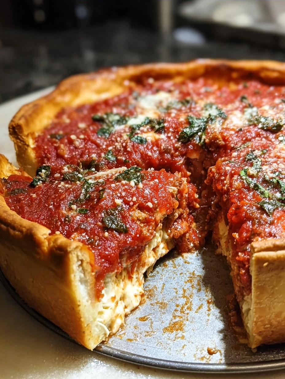 Chicago-Style Deep Dish Pizza: A Rustic Layered Delight