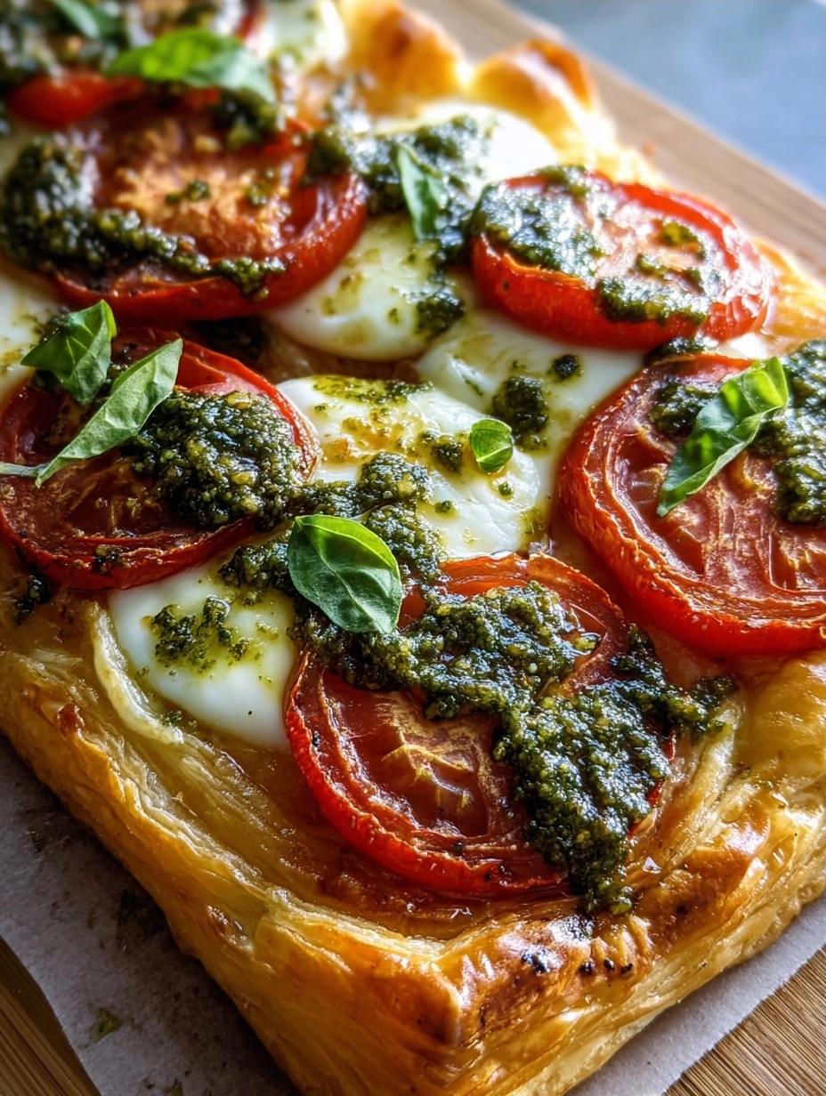 Pesto Caprese Puff Pastry Pizza