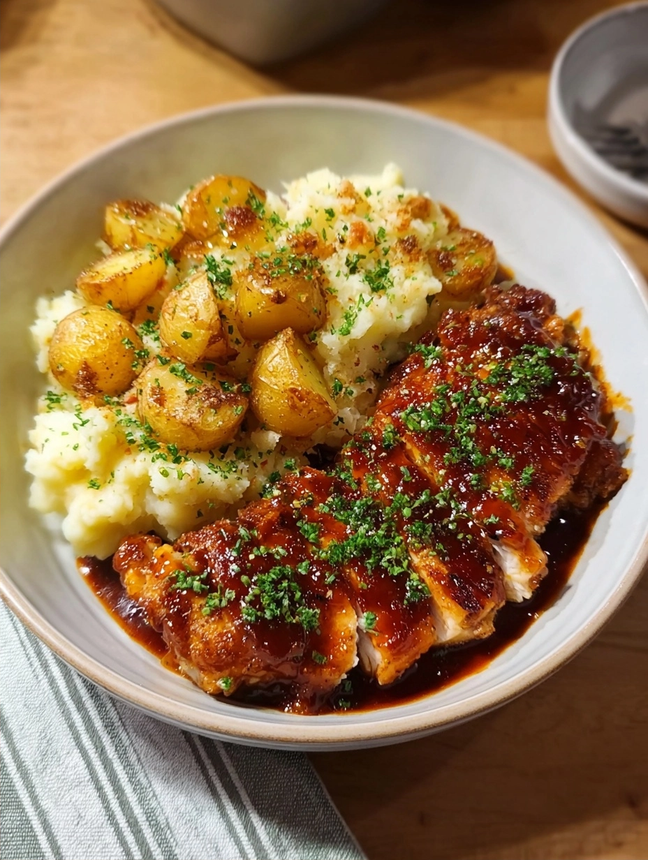 Honey BBQ Chicken & Garlic Potatoes Recipe