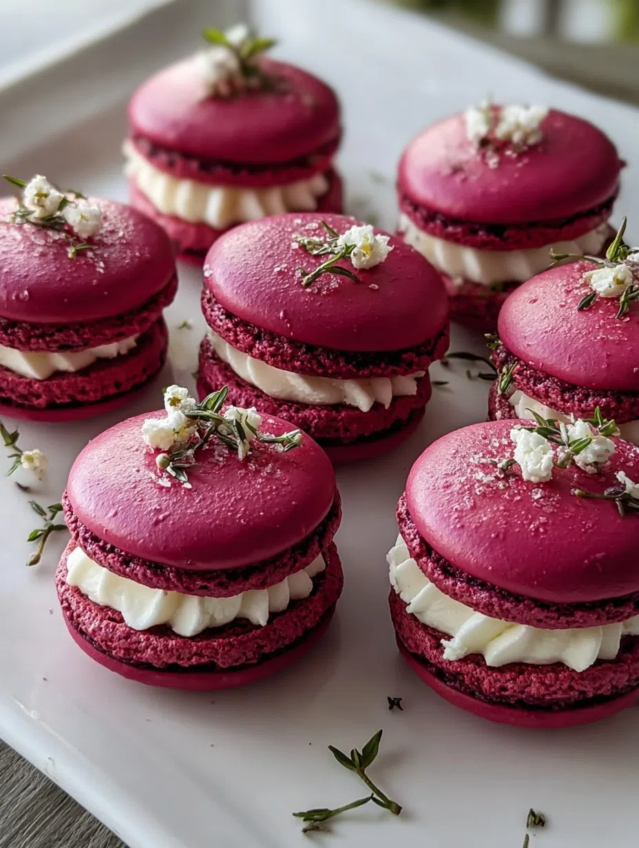 Beet Macarons Stuffed With Crisp Goat Cheese