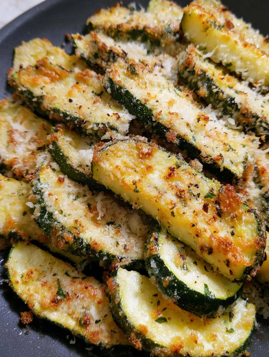 Crispy Crunchy Garlic Parmesan Roasted Zucchini