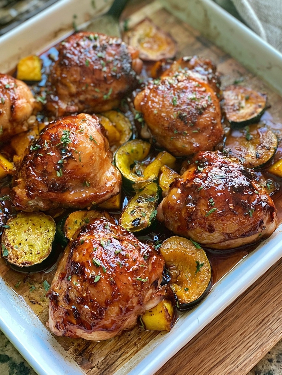 Tender Honey Garlic Chicken Thighs with Roasted Squash
