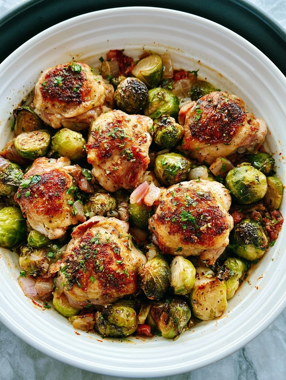 One-Pot Sheet Pan Chicken Thighs with Brussels Sprouts