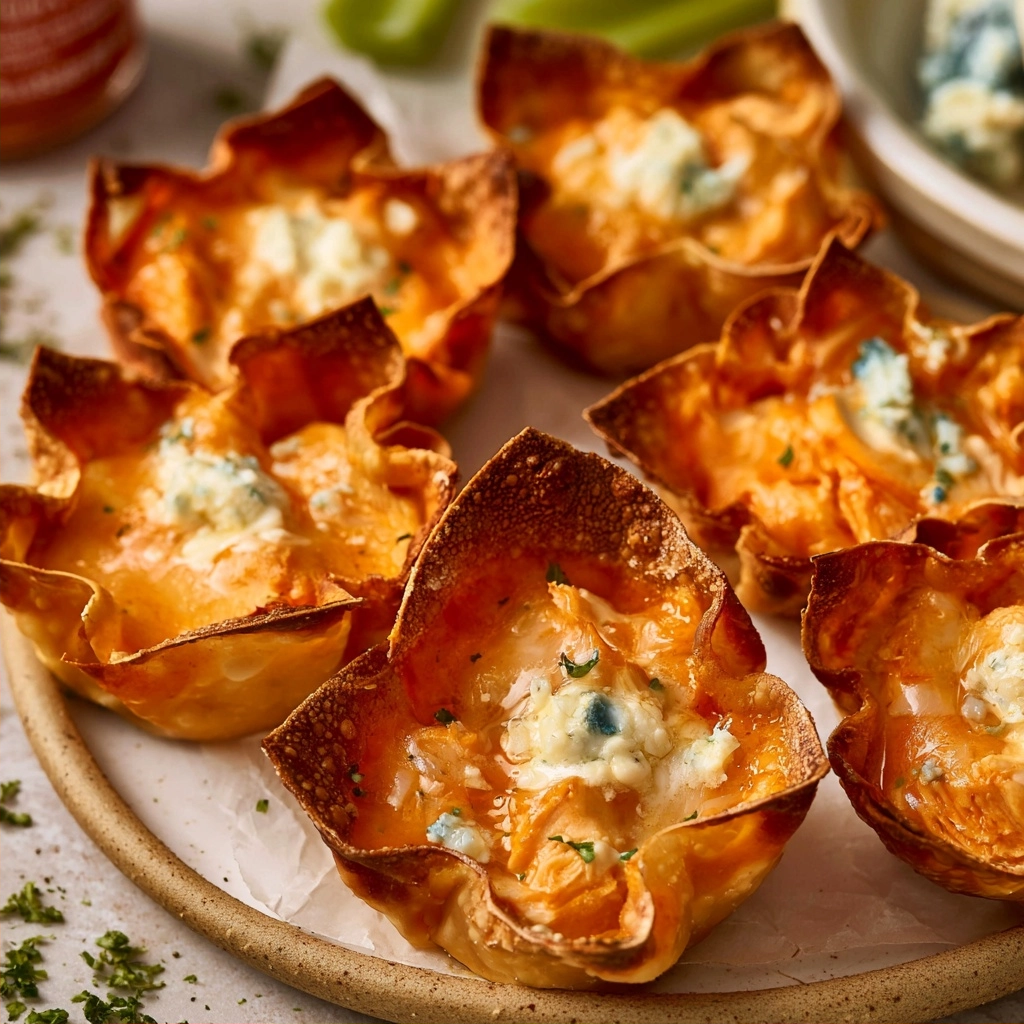 Buffalo Chicken Wonton Cups for Easy Appetizers