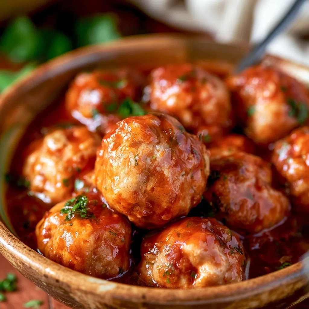 Slow Cooker Chicken Meatballs in Homemade Marinara